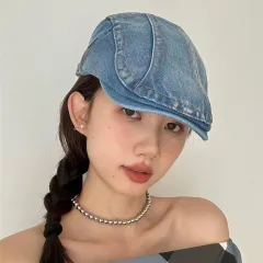 Washed Denim Advance Hats Women's Spring And Summer - Two Curved Lines Medium Blue - View 1