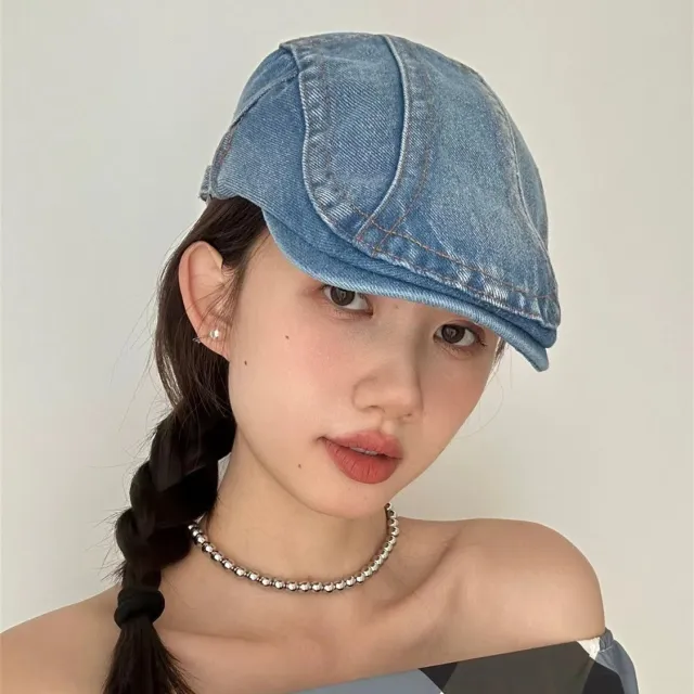 Washed Denim Advance Hats Women's Spring And Summer Two Curved Lines Medium Blue - Shop at LoveMi