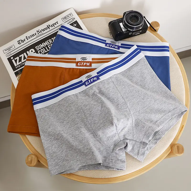 New Men's Underwear Pure Color Cotton Mid-waist Underwear