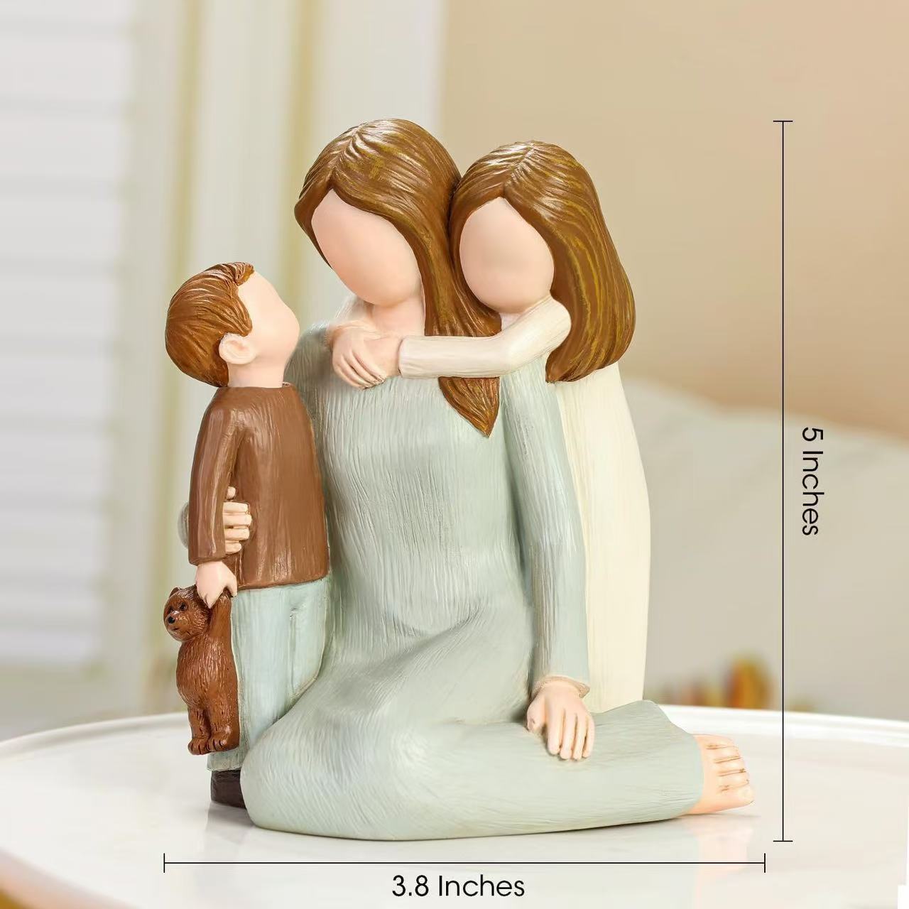 Family of three resin figurine ornament (double hand angel)