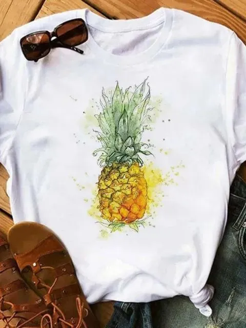 Female T shirt Fashion Pineapple Print Top Bt7961 - Shop at LoveMi