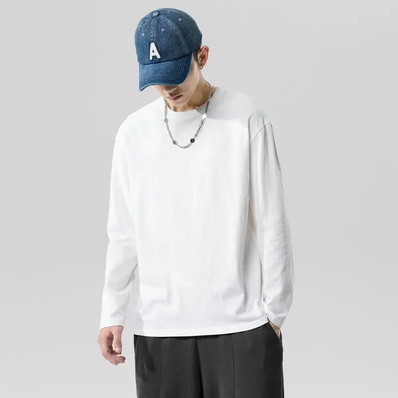 Youth Solid Color Round Neck Sports Pure Cotton Top Men