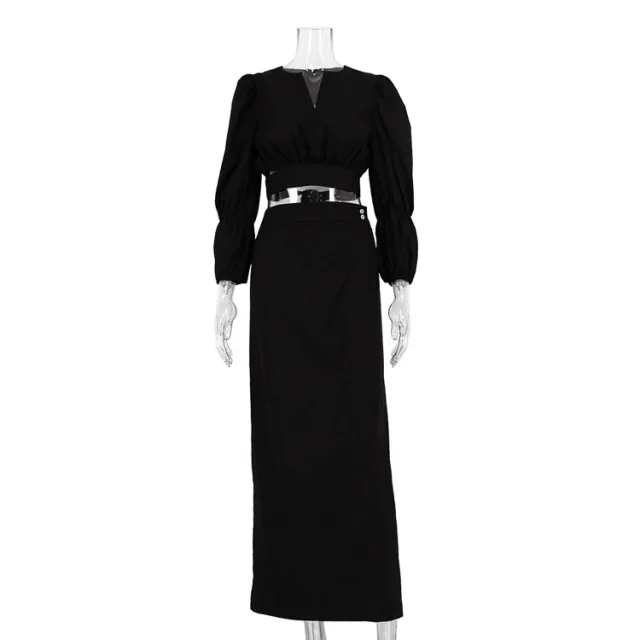 Women's Short Top Niche Temperament Slimming Dress Two piece Suit Black - Shop at LoveMi