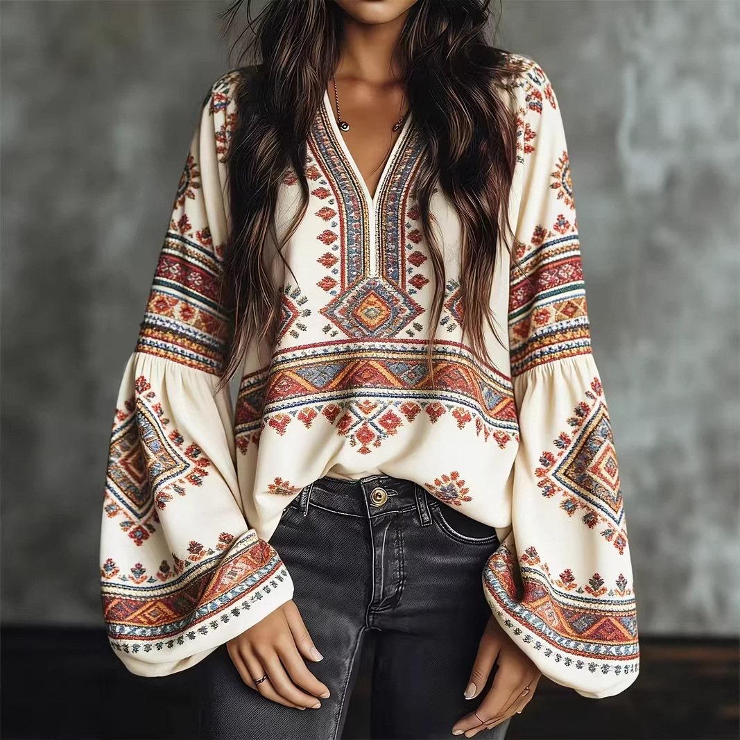 Amazons New Cross-Border Bestseller Ethnic-Style Shirt For The European And... 5