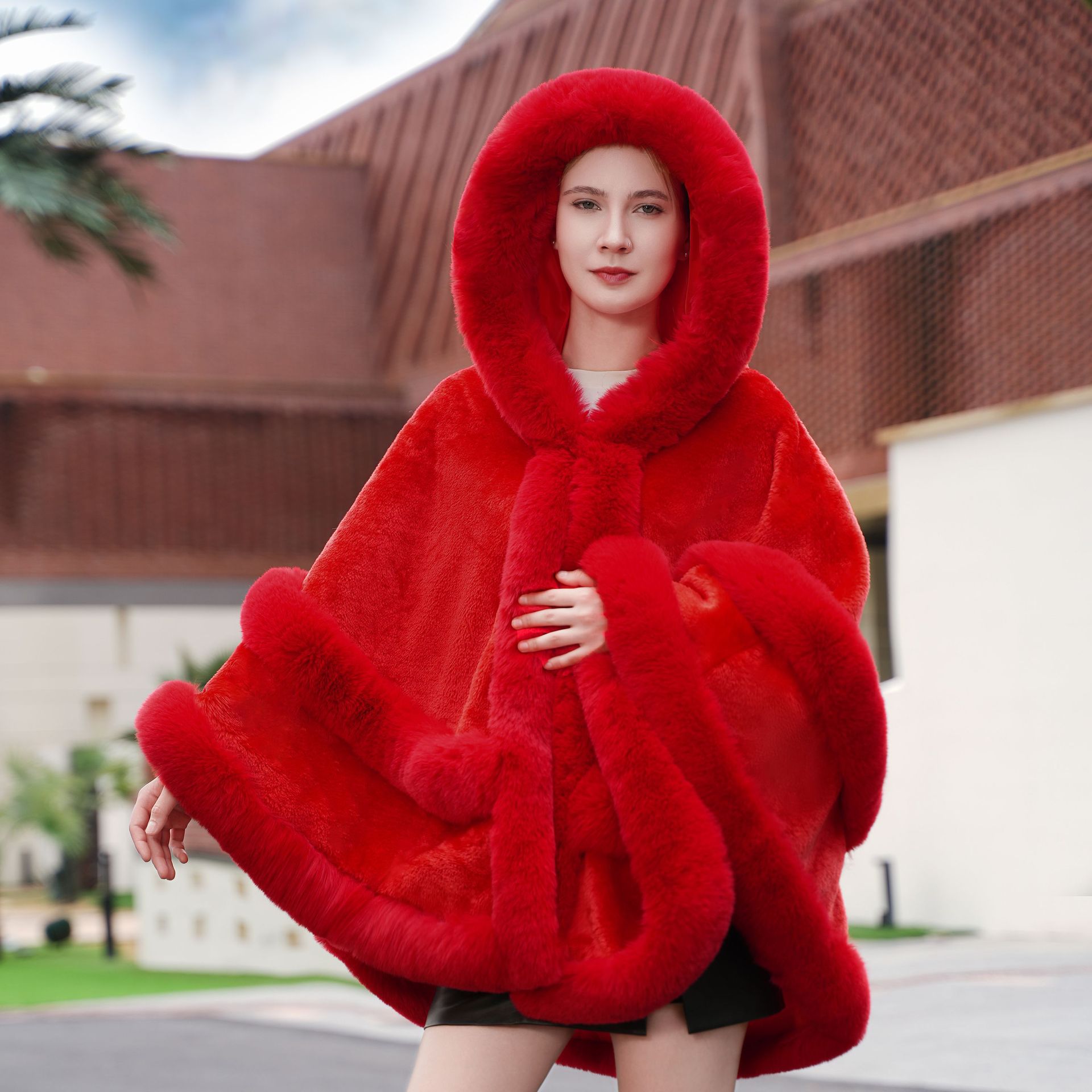 Fur Knitted Solid Color Cheongsam Formal Dress Outer Shawl