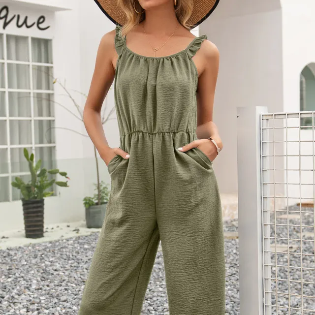 Summer Tank Tops Jumpsuit Women's Casual Waist Tight Green - Shop at LoveMi