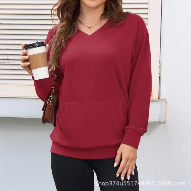 Women's Autumn And Winter Large Size Long Sleeve Wine Red - Shop at LoveMi