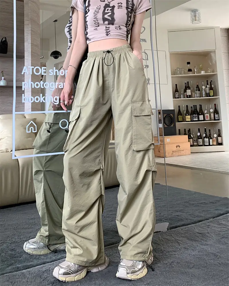 Workwear Pants Women's Thin High Waist Wide Leg Trousers