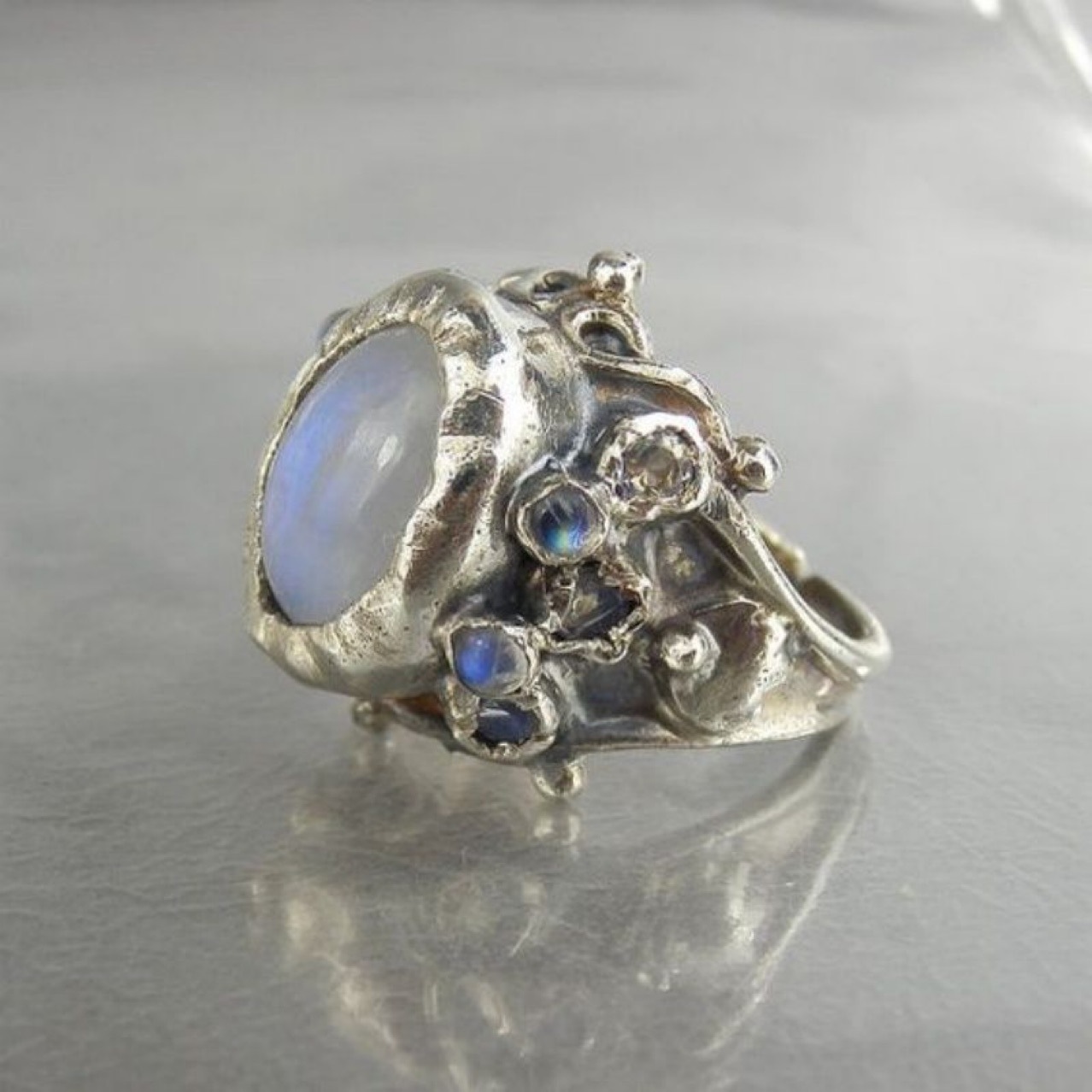 Retro Moonstone Thai Silver Ring
