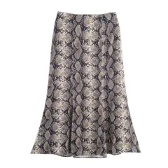 Animal Print Silk Texture MIDI Skirt - Color-L - View 1