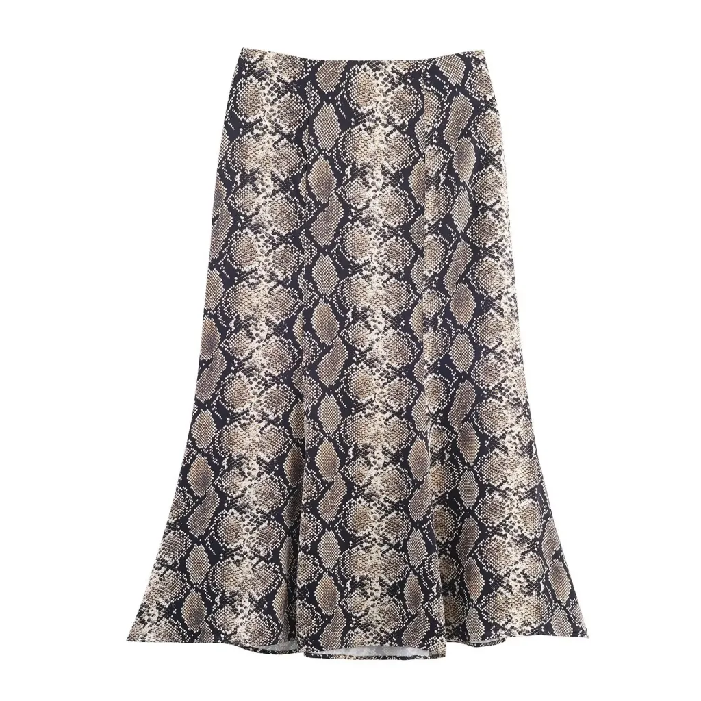 Animal Print Silk Texture MIDI Skirt - Color-M