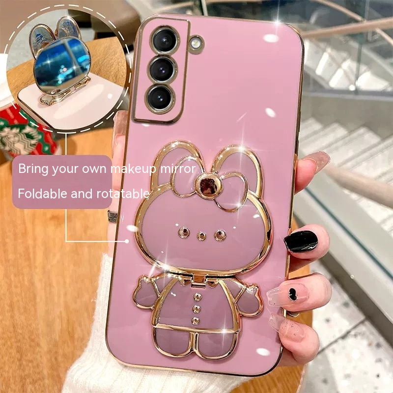 Straight Edge Plating 6D Phone Case S22 Rabbit Makeup Mirror Protective Sleeve - Image 8