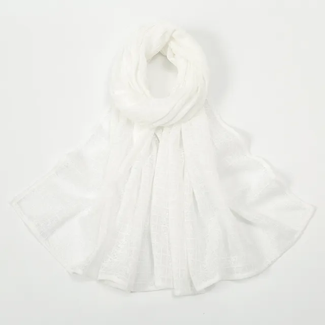 Plaid Jacquard Polyester Scarf Women White - Shop at LoveMi