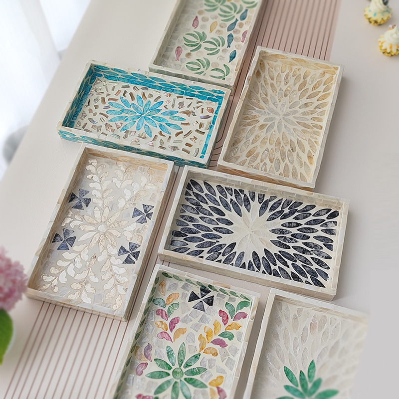 Rattan shell snack storage tray (golden leaf)