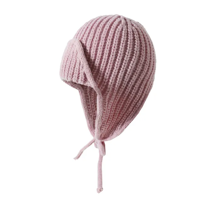 Casual And Sweet Cute Earflaps Warm Knitted Hat Light Pink - Shop at LoveMi