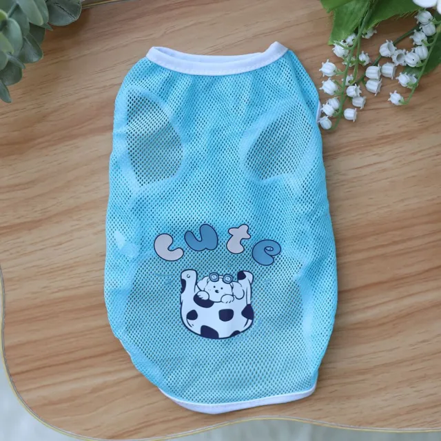 Spring And Summer Grid Pet Cute Cartoon Printed Vest Blue - Shop at LoveMi