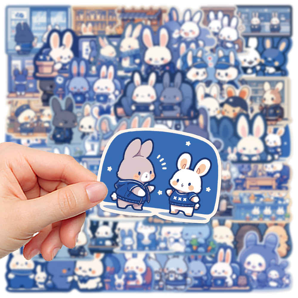 Title 2, 50 Blue Color Rabbit Stickers