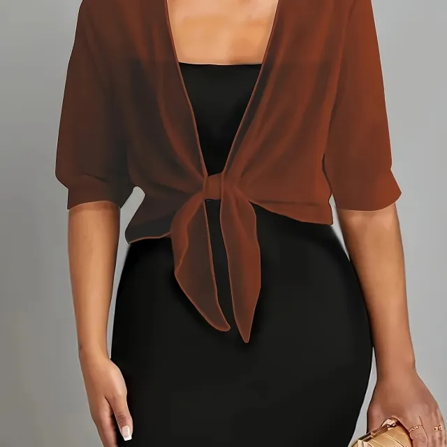 Shawl Short Coat Women's Waistcoat Thin Cardigan Brickred - Shop at LoveMi