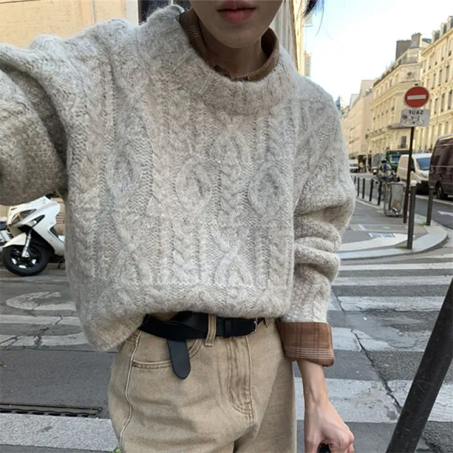 Female Retro Twist Thermal Sweater Huami - Shop at LoveMi