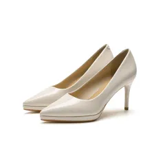 Pointed Stiletto Heel Low-cut High Heels - Beige - View 1