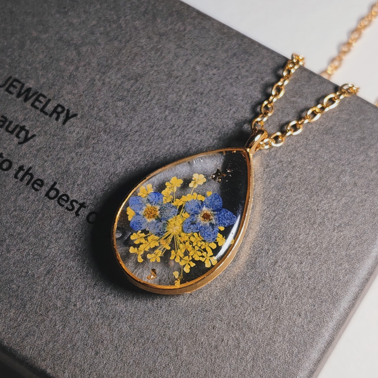Creative Eternal Flower Pendant Myosotis Sylvatica Handmade Necklace