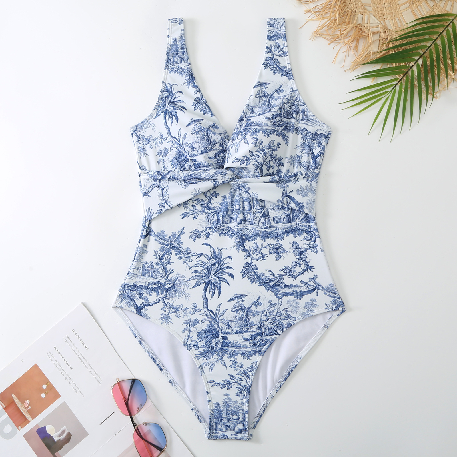 Women's One-piece Swimsuit Conservatively Thin Vintage Print - Image 20