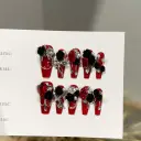 Handmade Wine-red Long Nail Tips For Wearable Nails view 4
