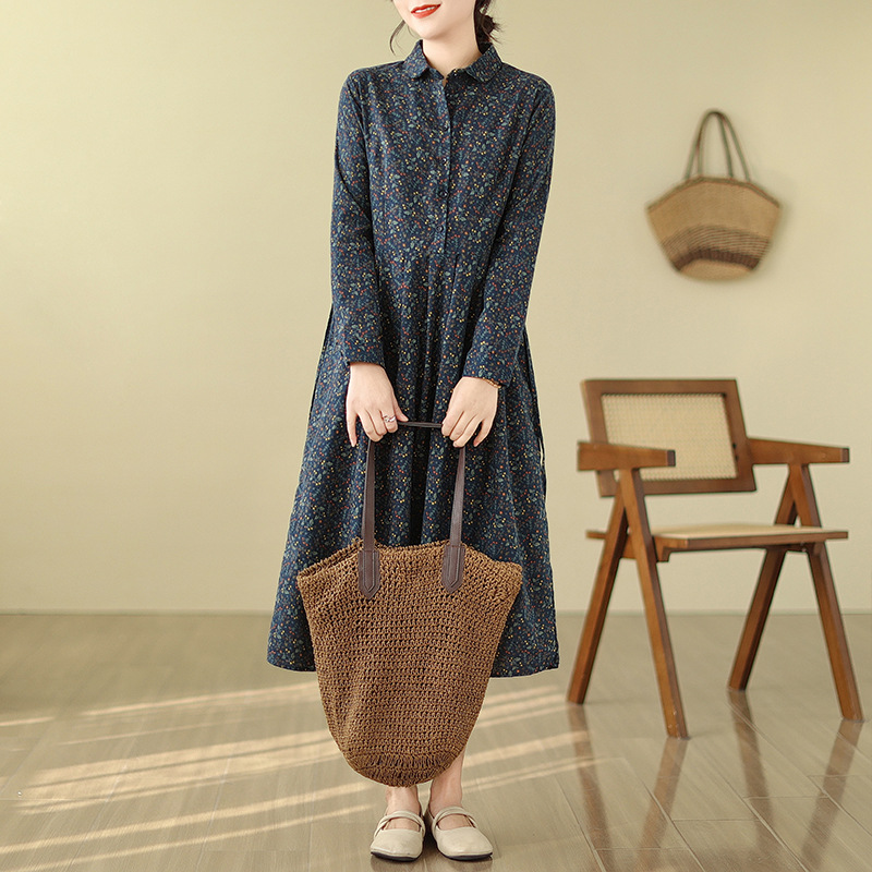Womens Long Vintage-style Casual Dress