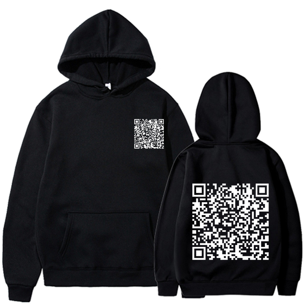 Funny QR code hoodie, funny winter thick sweatshirt