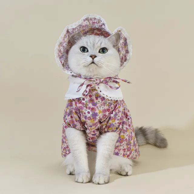 Girly Style Floral Lace Princess Dress Cat Costume Floral Suit - Shop at LoveMi