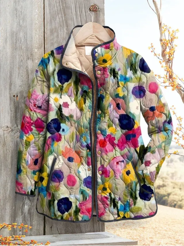 Women's Fashion Tuck Cotton Digital Printed Cotton padded Jacket Style 11 M - Shop at LoveMi