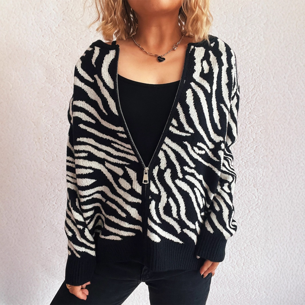Color Block Zebra Stripes Round Neck Fashion Leisure Commute Women's Sweater