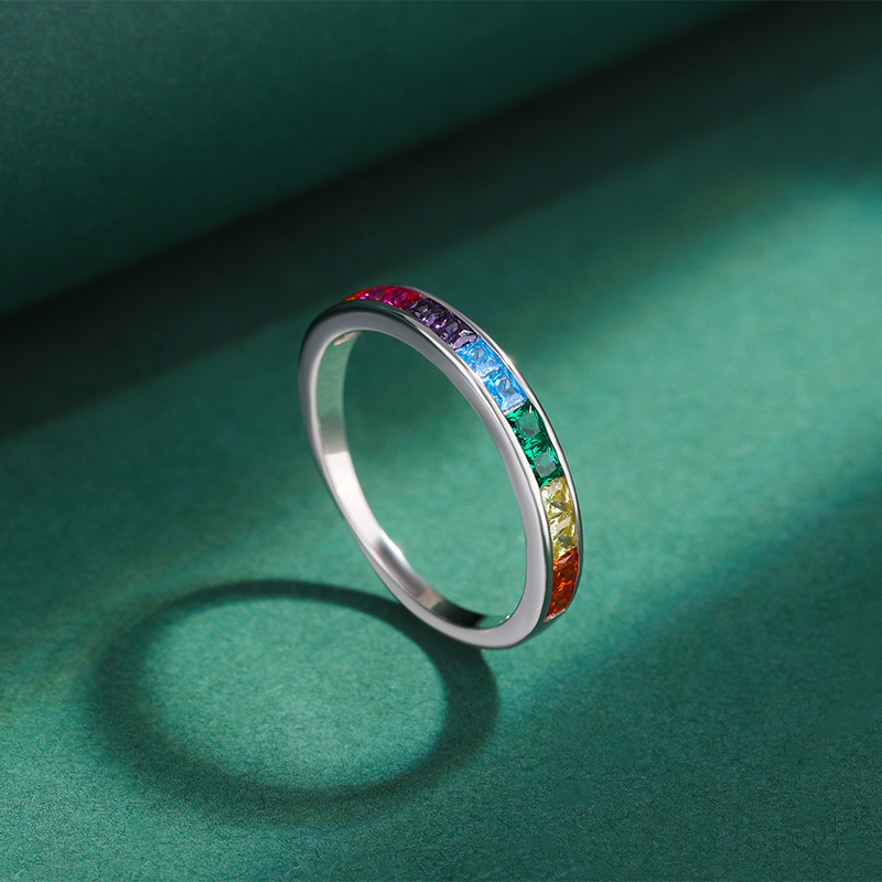 Gorgeous Color Zircon Sterling Silver Ring Fashion 925 Sterling Silver Women's Ring
