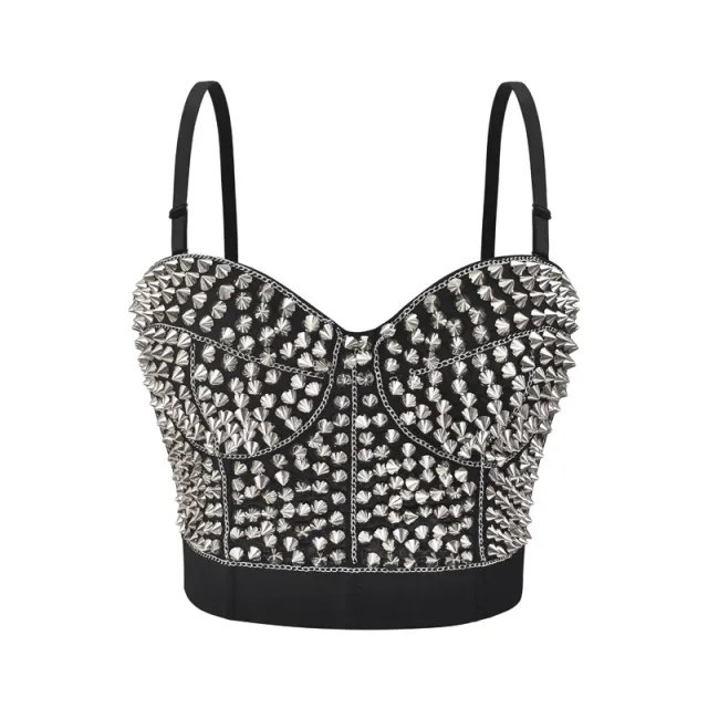Handmade Beaded Spaghetti Strap Bra New Chain Punk Silver - Shop at LoveMi