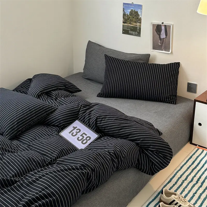 Cotton Classic Japanese Retro Pinstripe Bed Four-piece