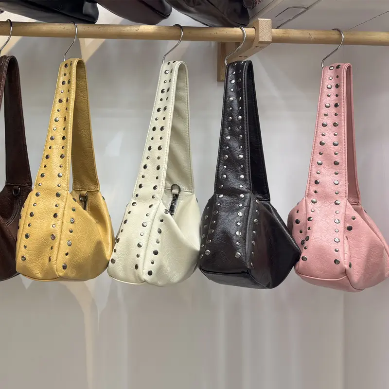 Niche Vintage Biker-style Studded Underarm Bag