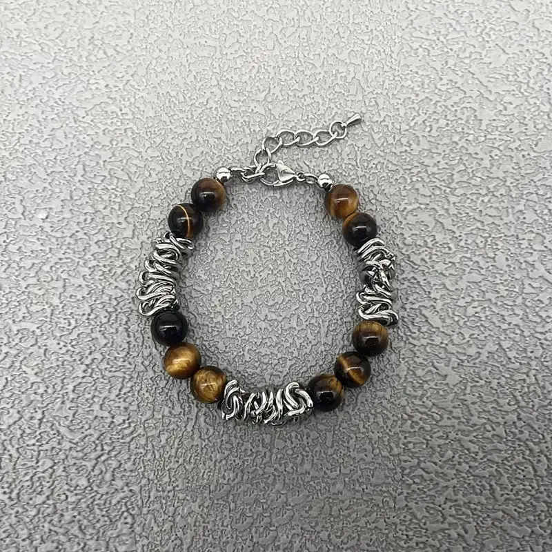 Men's Beaded Titanium Steel Bracelet