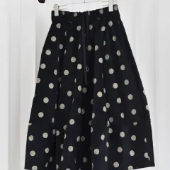 Women's All-matching Corduroy Retro Dots Skirt - Black - View 1