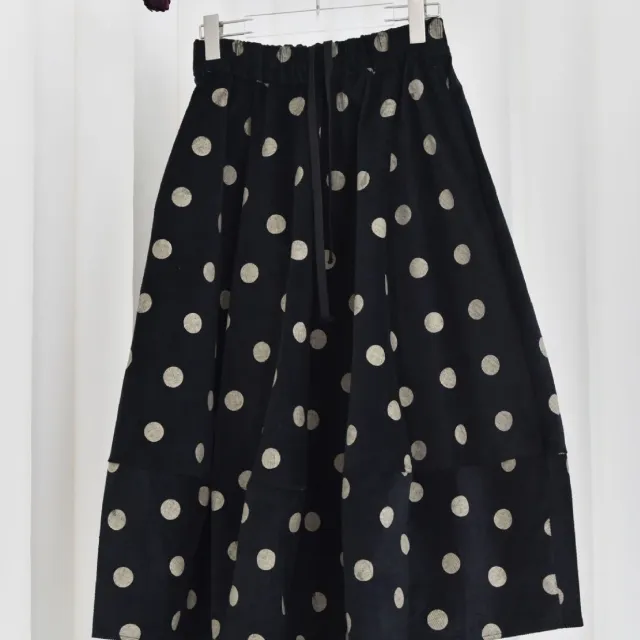 Women's All matching Corduroy Retro Dots Skirt Black - Shop at LoveMi