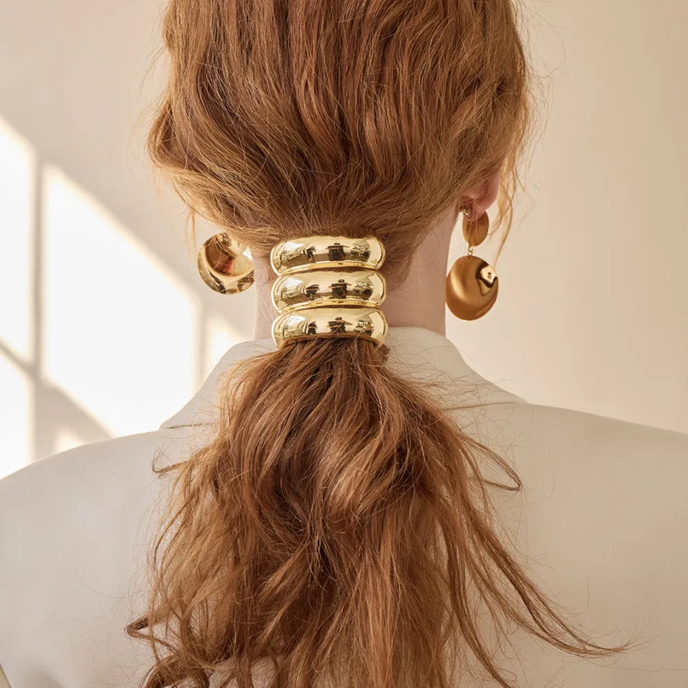 U-shaped Rough Rubber Band Round Head Rope Female High-grade Alloy - Gold