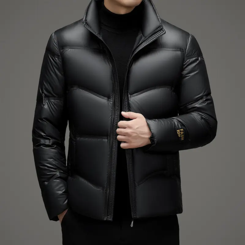 Winter Mid-old Men's Down Jacket Stand Collar