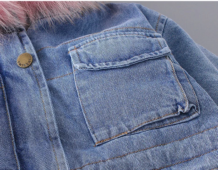 Title 6, Girls denim plus velvet jacket autumn and wint...