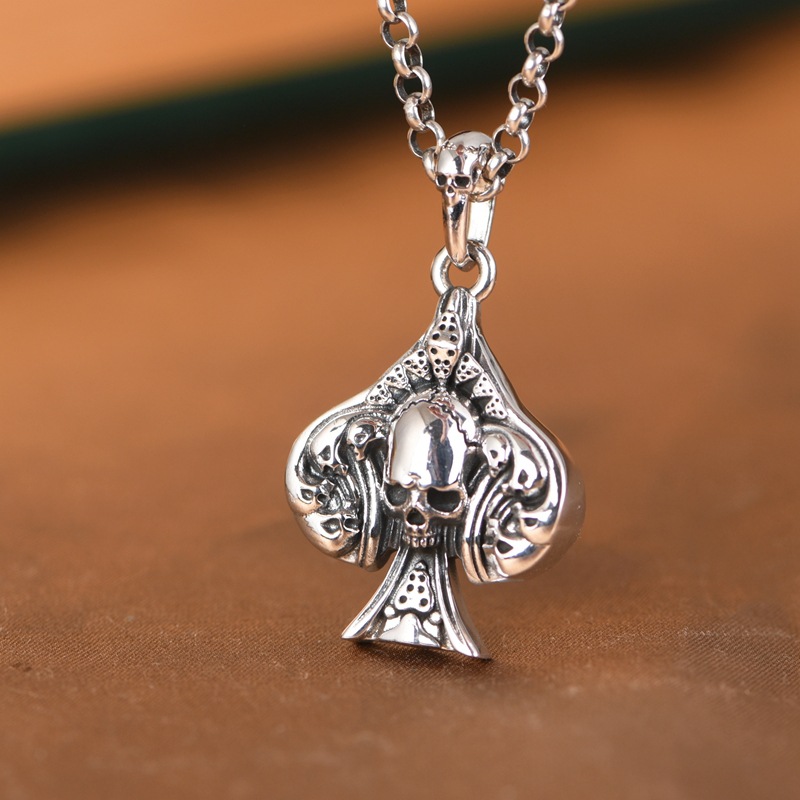 S925 Silver Pendant Retro Personality Spade Plum