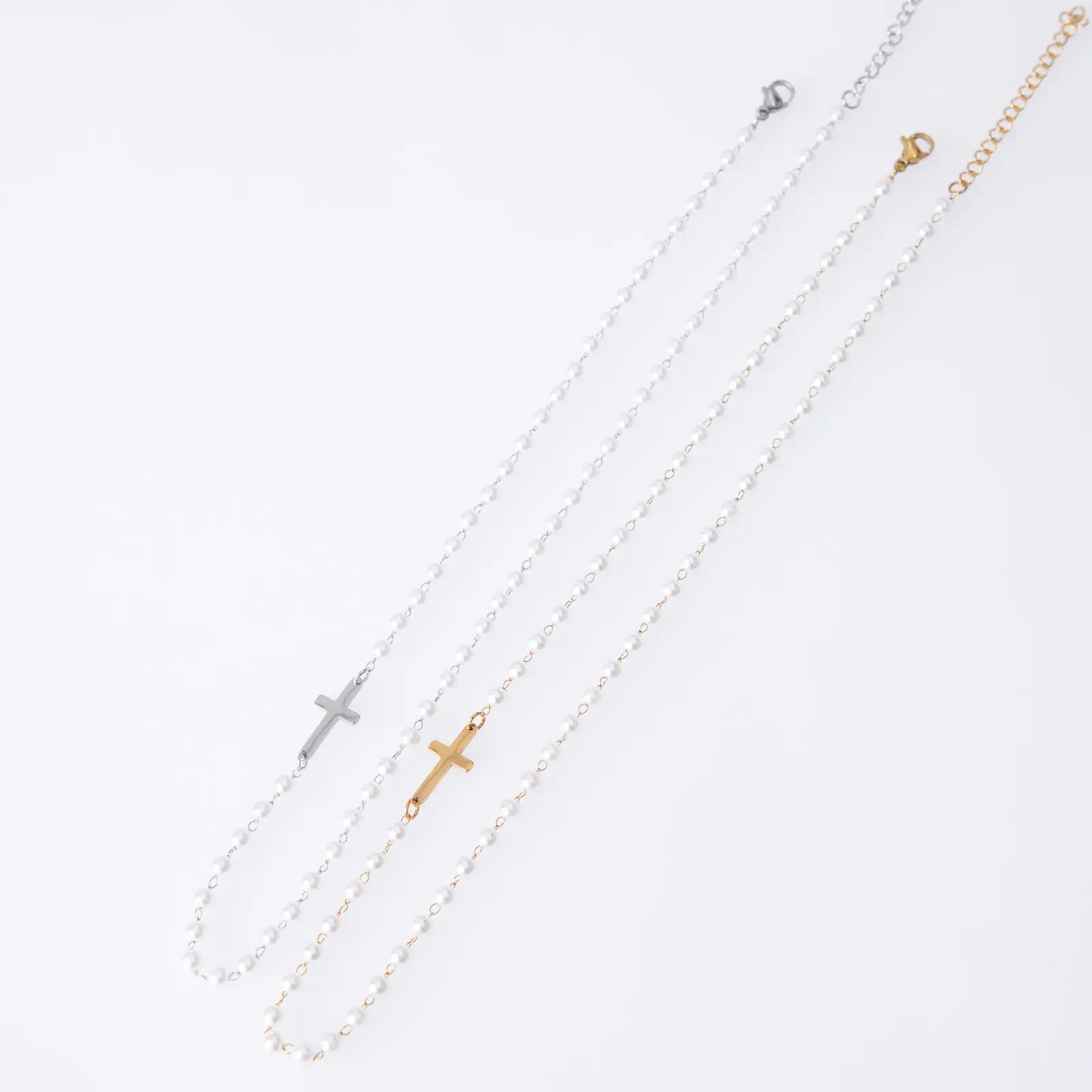 Pearl Cross Titanium Steel Necklace