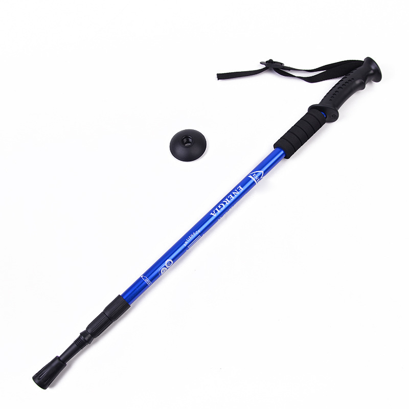 Retractable Folding Straight Handle Three-section Walking Stick Hiking Outdoor Equipment - Image 3