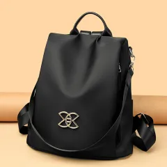 Oxford Cloth Backpack Women's Large Capacity Travel Bag - Black - View 1