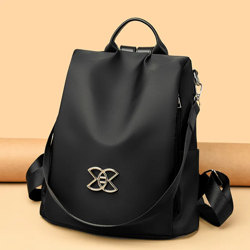 Oxford Cloth Backpack Women's Large Capacity Travel Bag - Black