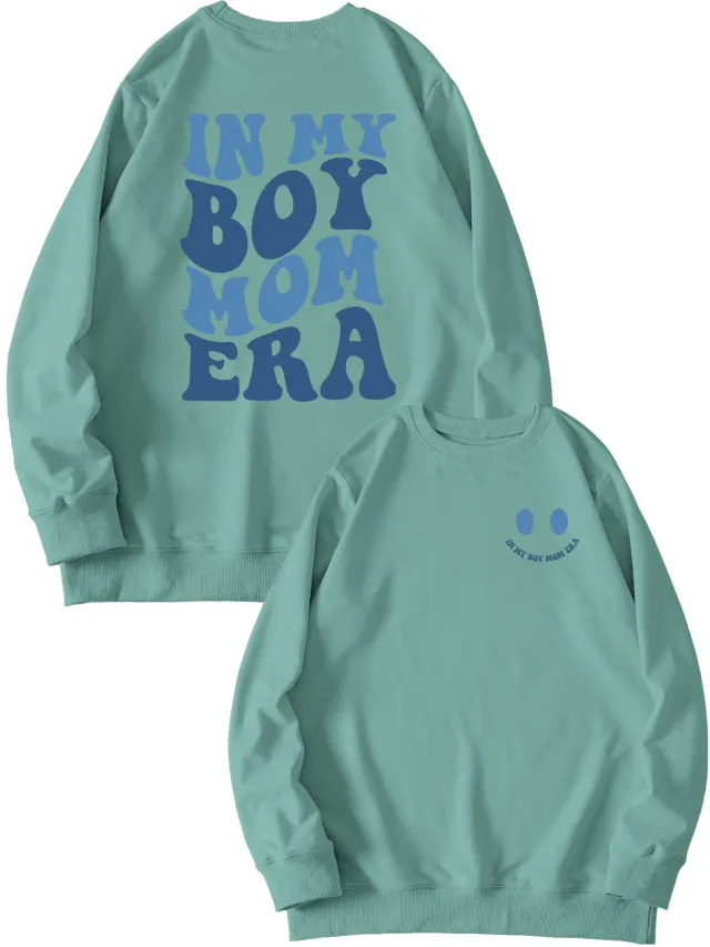 Double sided Printed Pullover Sweatshirt Long sleeved Shirt Light Green - Shop at LoveMi