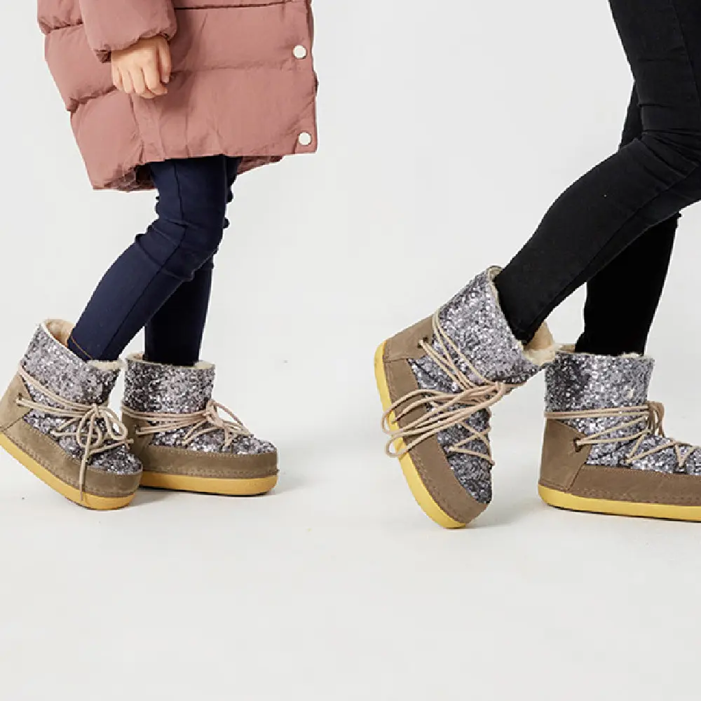 Children's Snow Boots Women's Winter Warm Fleece-lined