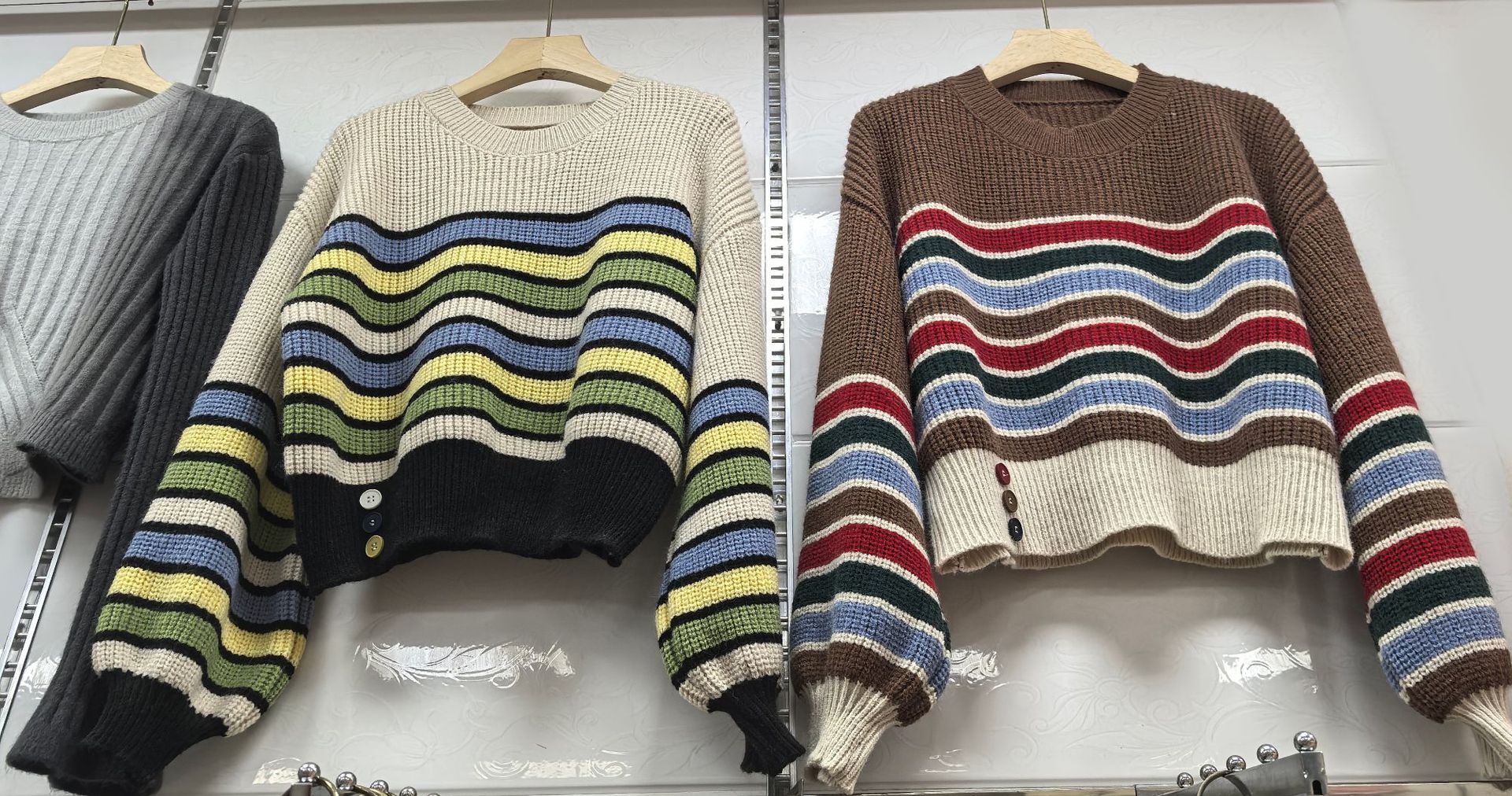 Title 6, Color Vintage Stripe Crew Neck Pullover Sweater...